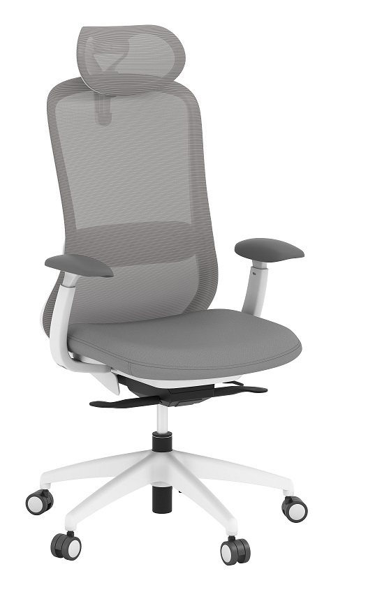 Performance Konfurb Crescent High Back Ergo Gray Chair w/Headrest 