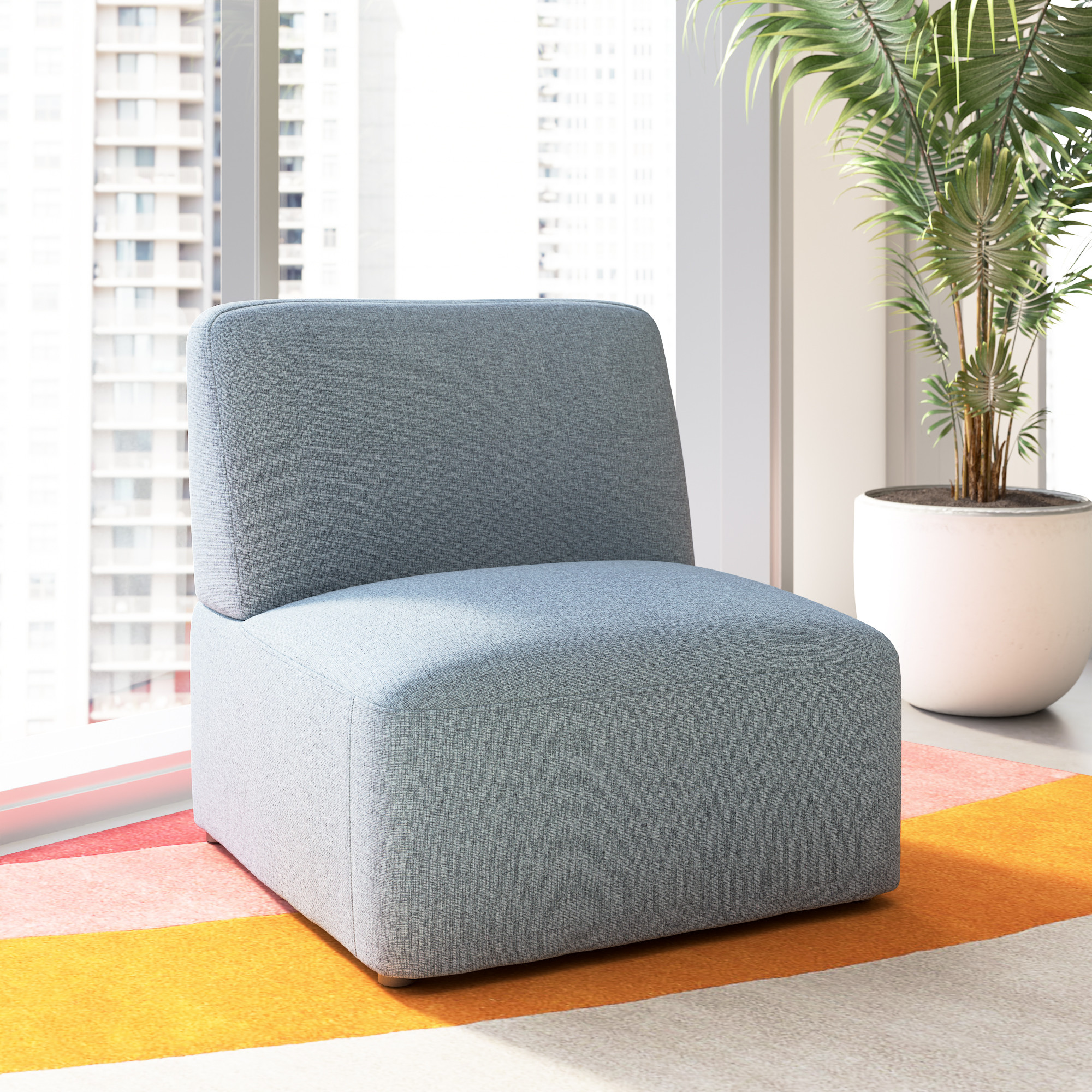 BBF Assemble Modular Armless Lounge Chair in Mist Fabric