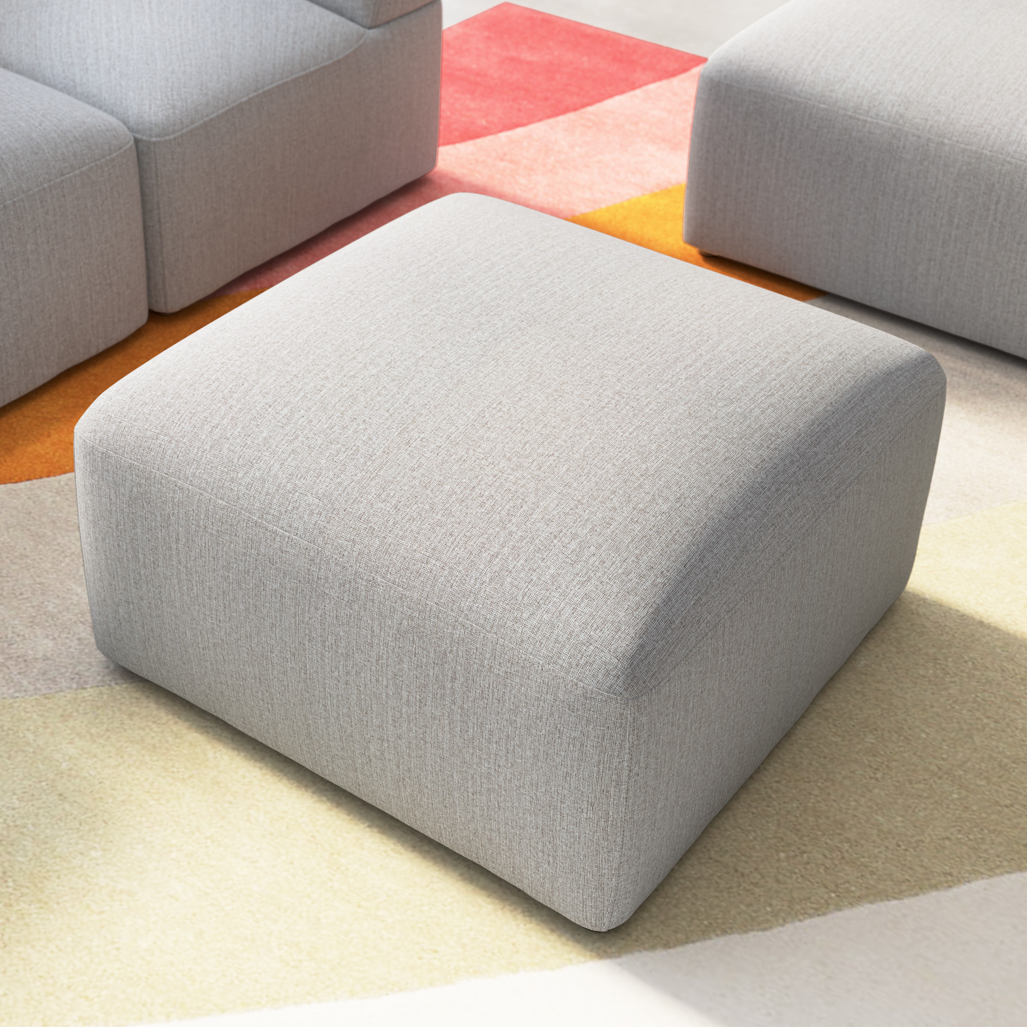 BBF Assemble Modular Lounge Ottoman in Fog Fabric