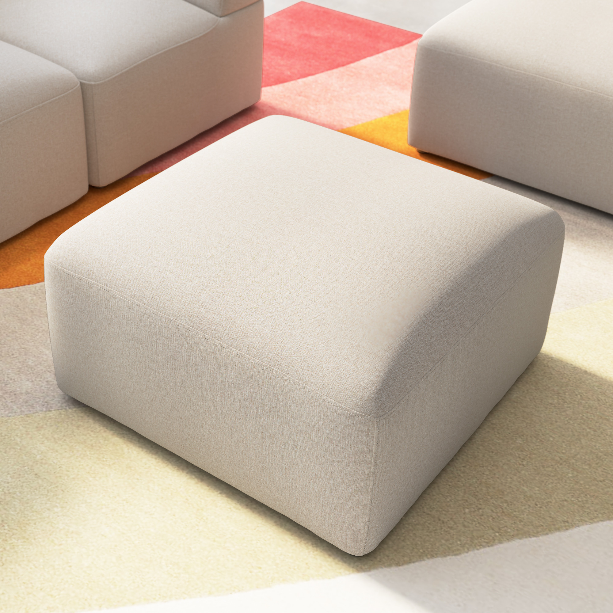 BBF Assemble Modular Lounge Ottoman in Oat Fabric