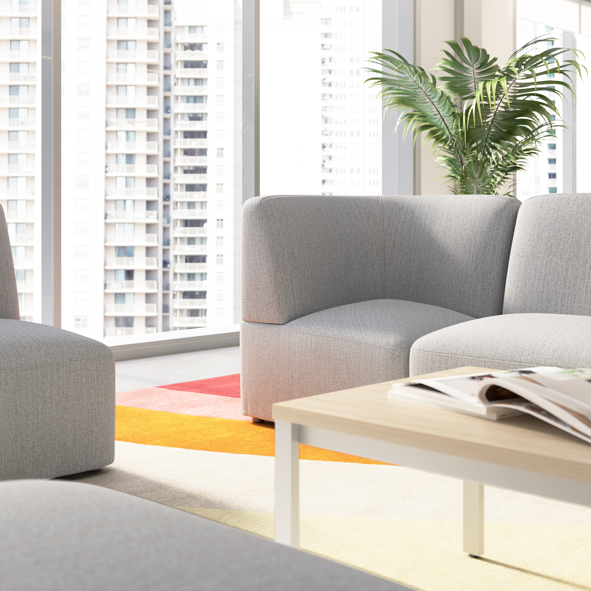 BBF Assemble Modular Corner Lounge Chair in Fog Fabric