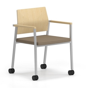 Lesro Avon Guest Chair - Upholstered Seat - Laminate Back w/Casters AV1141C