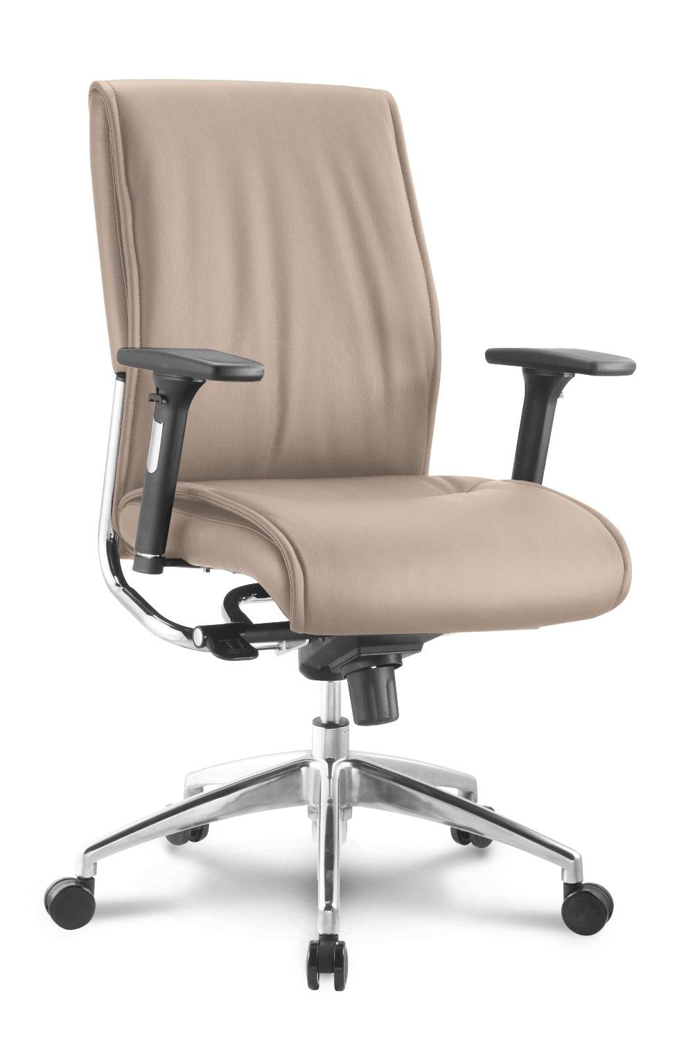 Corp Design Alto Sand Leather Mid Back Chair w/Adjustable Arms  
