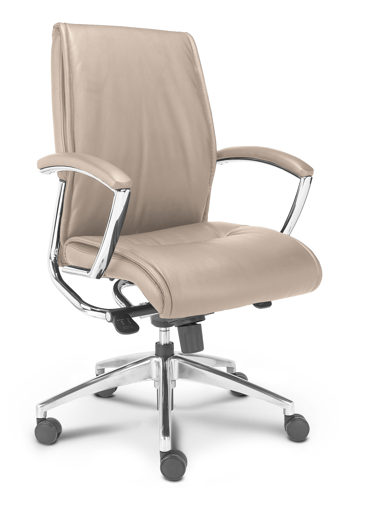 Corp Design Alto Sand Leather Mid Back Chair w/Fixed Arms 