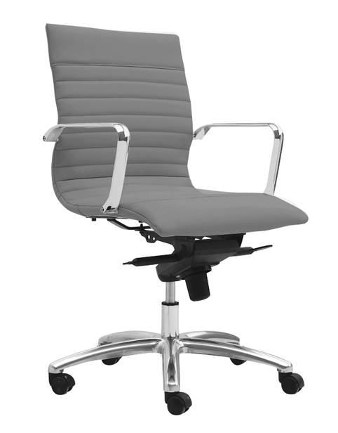 Corp Design Zetti Grey Leather Executive Mid Back Chair   