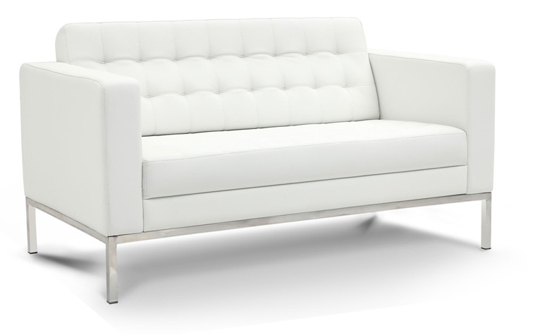 Corp Design Leather Piazza Love Seat - White