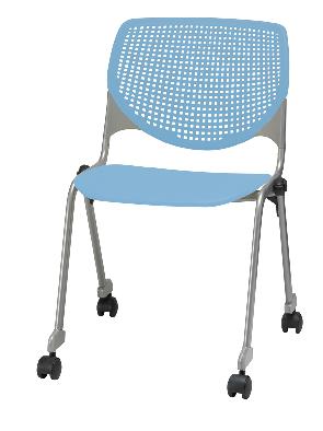 KFI Studios Kool Armless Poly Stack Chair with Casters and Perforated Back #CS2300