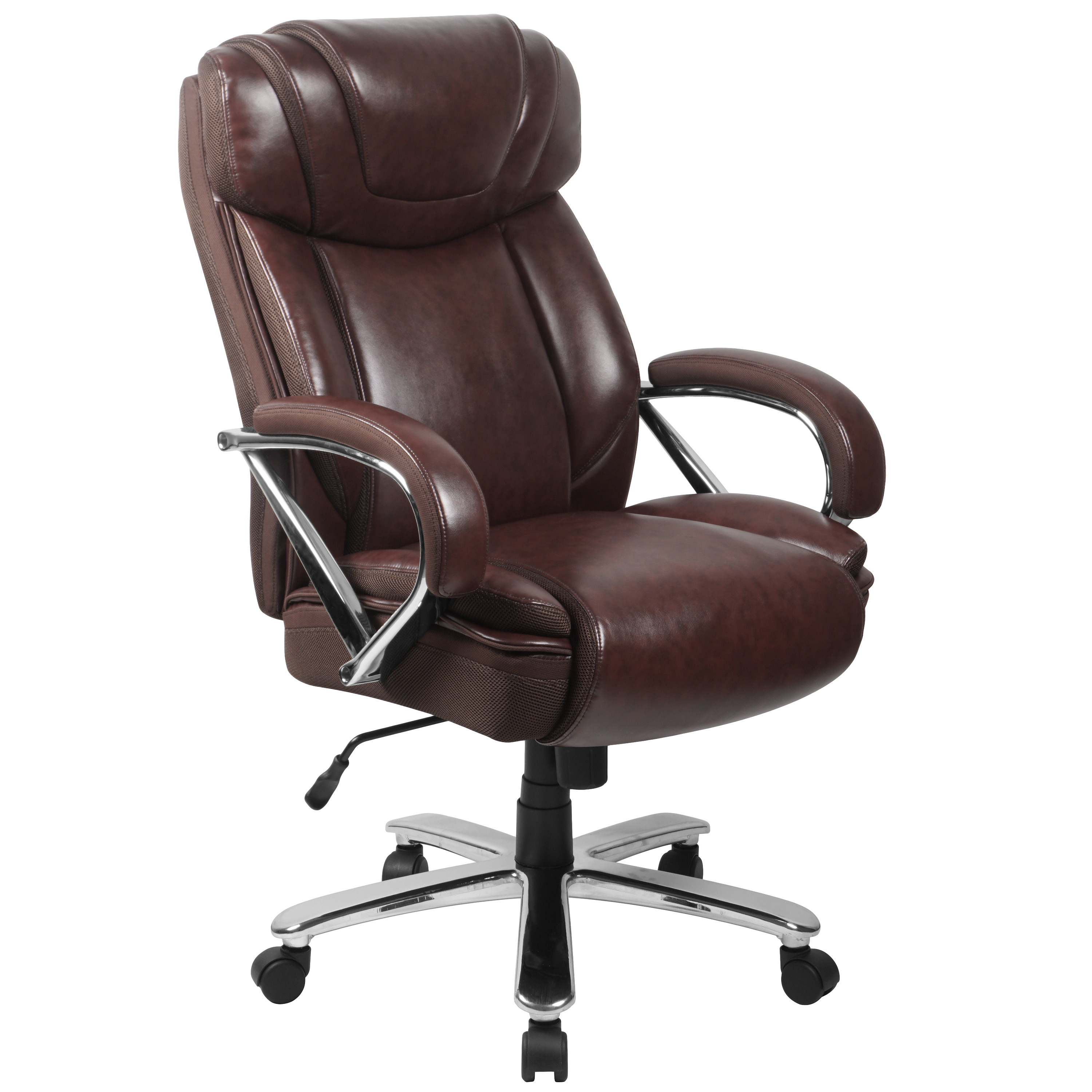 Flash HERCULES Series Big & Tall 500 lb. Rated Brown LeatherSoft Executive Swivel Ergonomic Office Chair with Extra Wide Seat - GO-2092M-1-BN-GG
