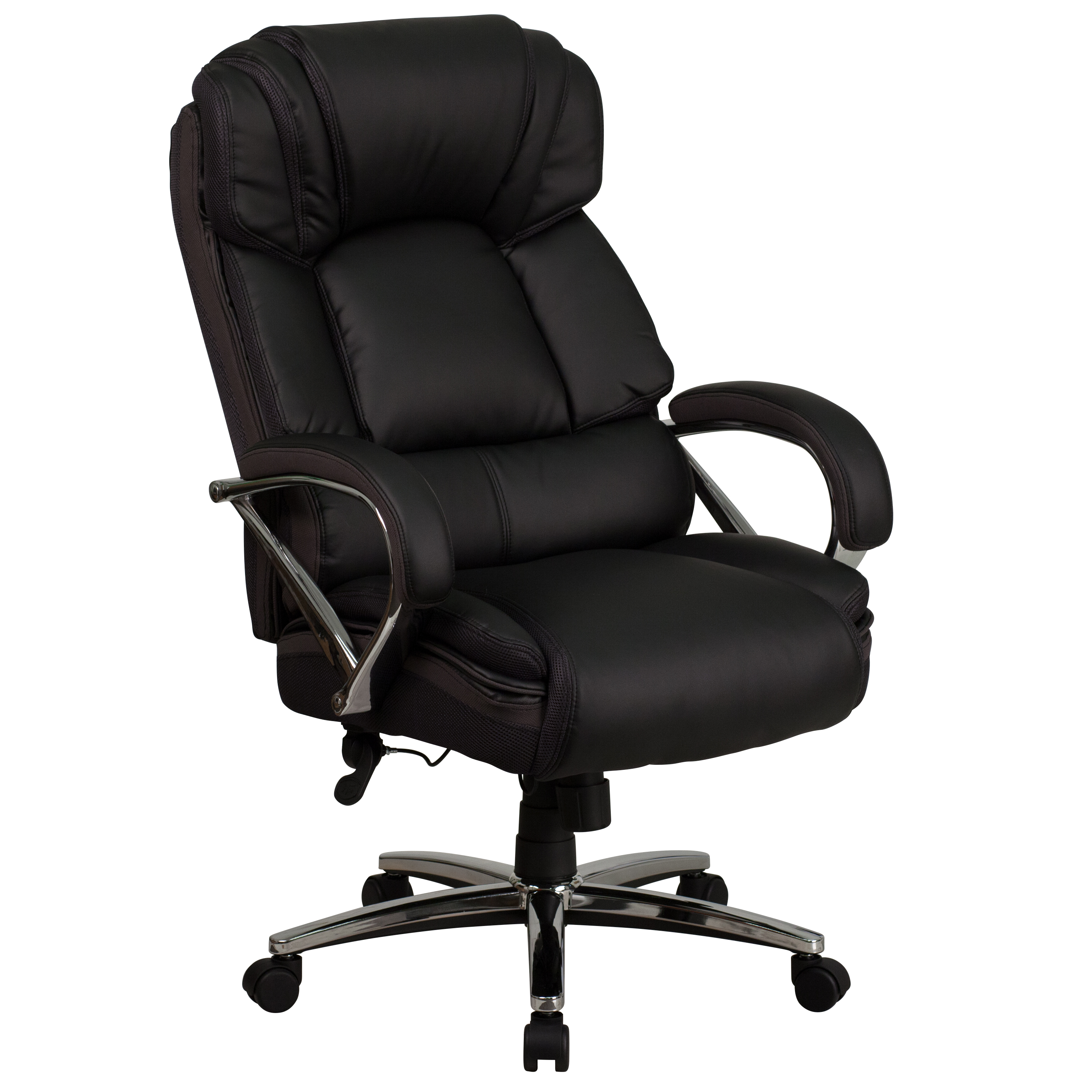 Flash HERCULES Series Big & Tall 500 lb. Rated Black LeatherSoft Executive Swivel Ergonomic Office Chair with Chrome Base and Arms - GO-2222-GG