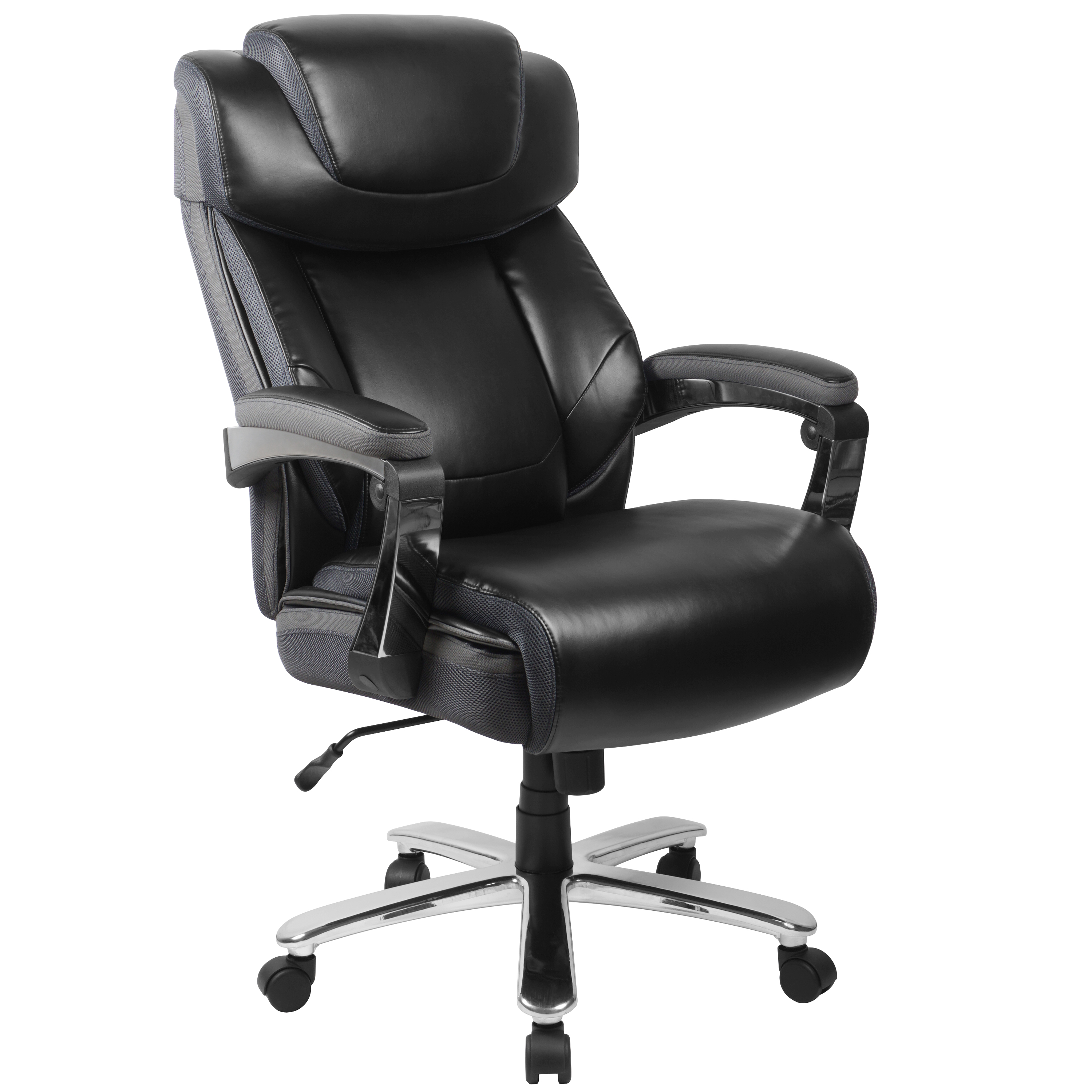 Flash HERCULES Series Big & Tall 500 lb. Rated Black LeatherSoft Executive Swivel Ergonomic Office Chair with Adjustable Headrest - GO-2223-BK-GG