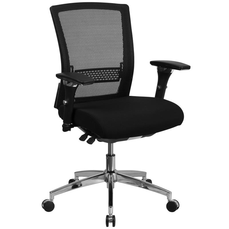 Flash HERCULES Series 24/7 Intensive Use 300 lb. Rated Black Mesh Multifunction Ergonomic Office Chair with Seat Slider GO-WY-85-8-GG
