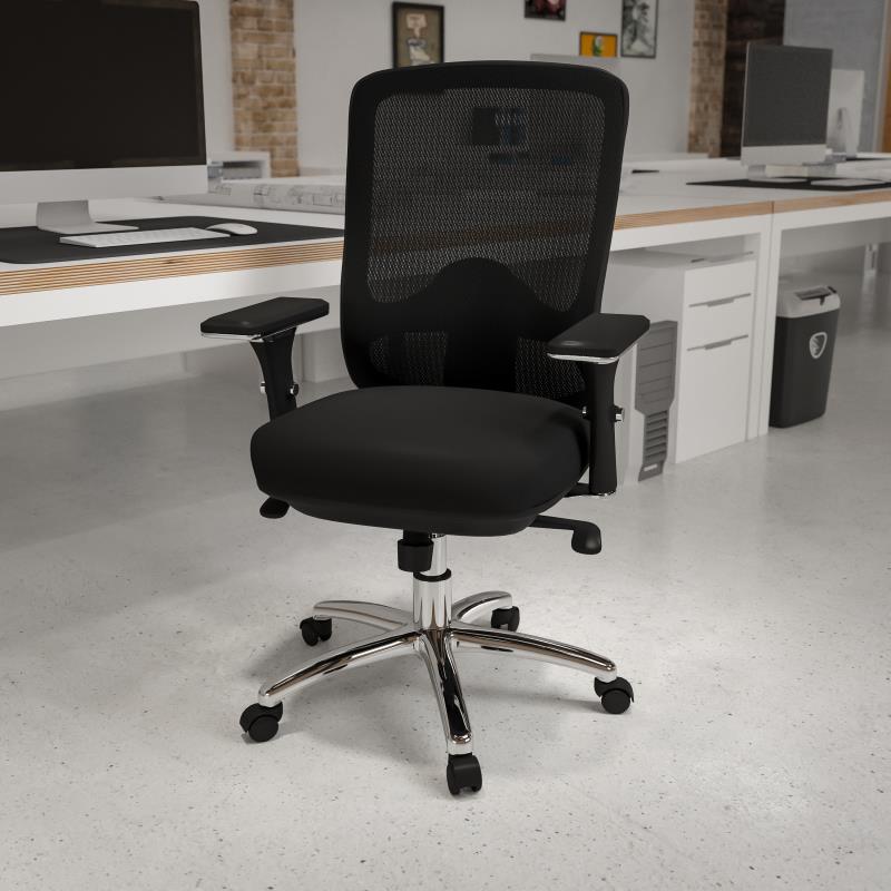 Flash HERCULES Series 24/7 Intensive Use Big & Tall 350 lb. Rated Black Mesh Multifunction Swivel Ergonomic Office Chair LQ-2-BK-GG