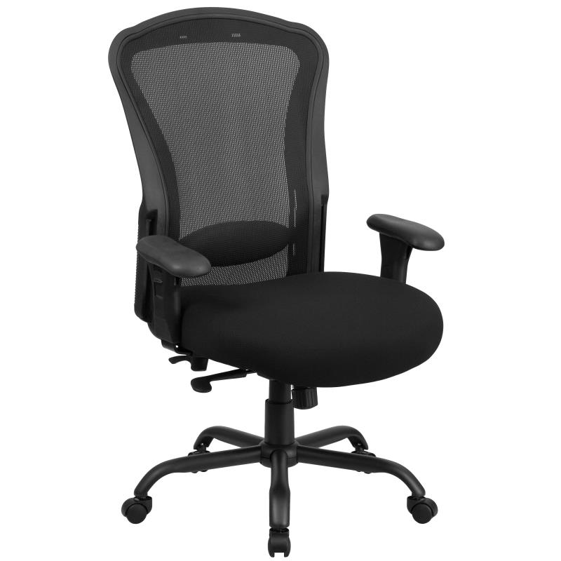 Flash HERCULES Series 24/7 Intensive Use Big & Tall 400 lb. Rated Black Mesh Multifunction Synchro-Tilt Ergonomic Office Chair