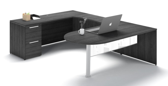Corp Design Grigio U-Shape Bullet Desk - Finish: Grigio