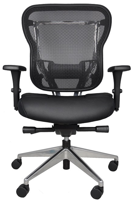 Buzz Seating Rika Ergonomic Mesh Back Office Chair - Leather Seat 