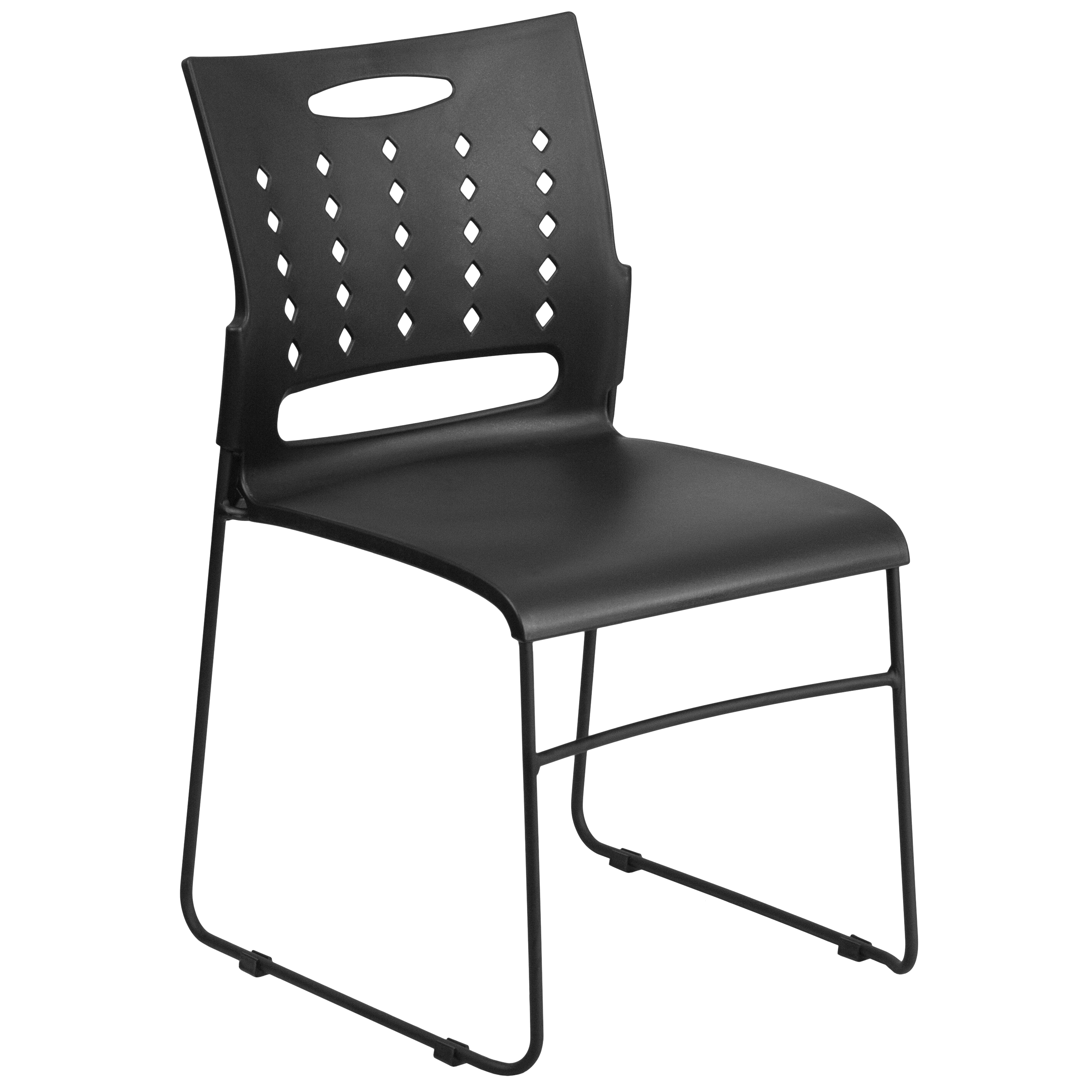 Flash HERCULES Series 881 lb. Capacity Black Sled Base Stack Chair with Air-Vent Back - RUT-2-BK-GG