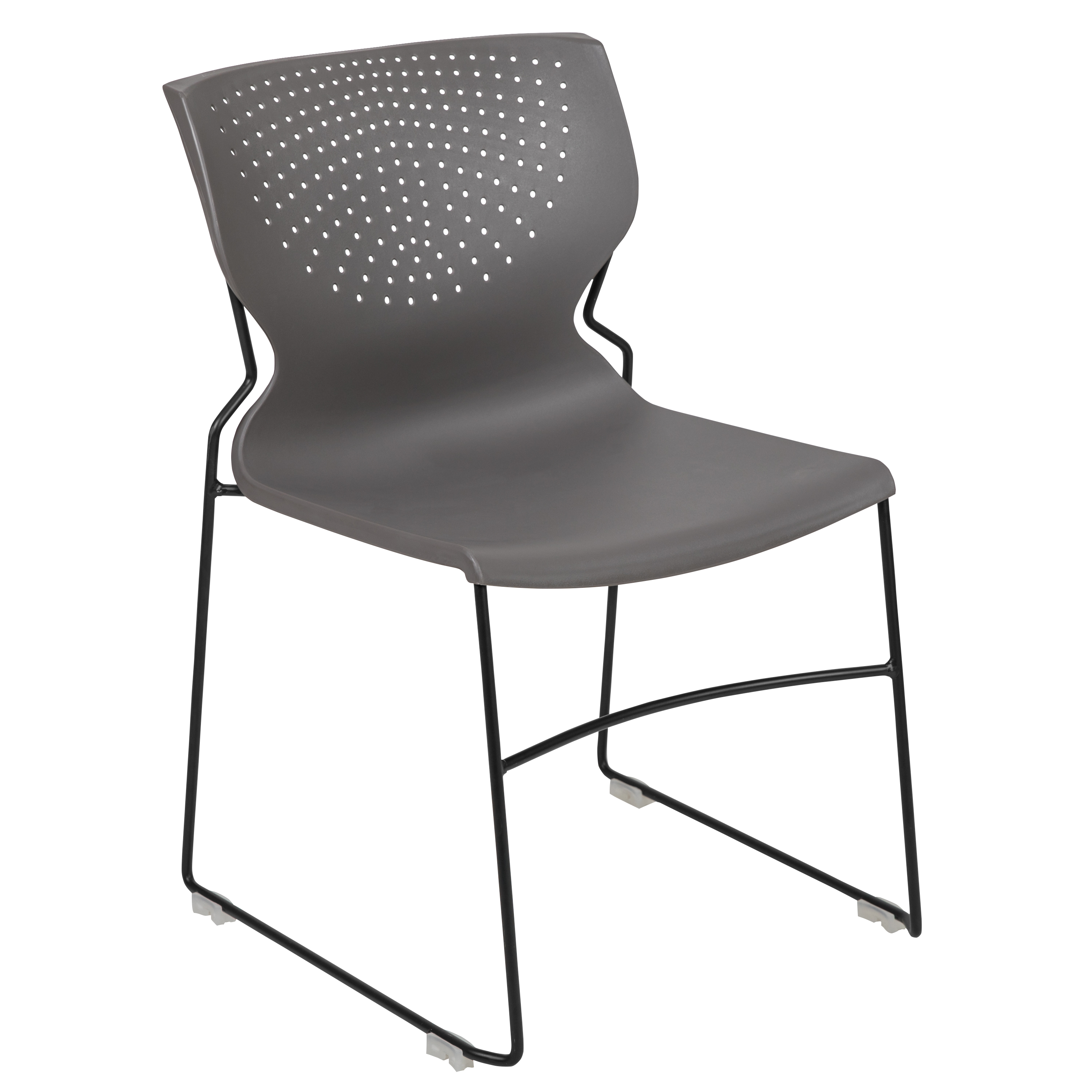 Flash HERCULES Series 661 lb. Capacity Gray Full Back Stack Chair with Black Powder Coated Frame - RUT-438-GY-GG 