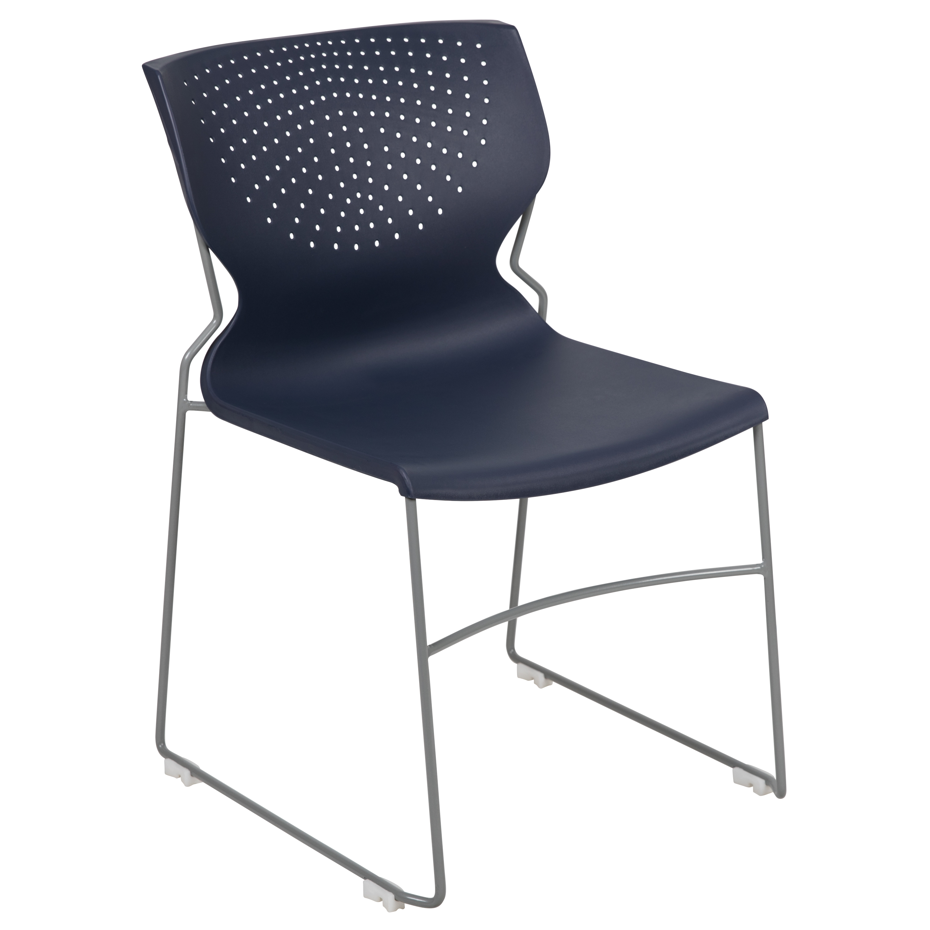 Flash HERCULES Series 661 lb. Capacity Navy Full Back Stack Chair with Gray Powder Coated Frame - RUT-438-NY-GG
