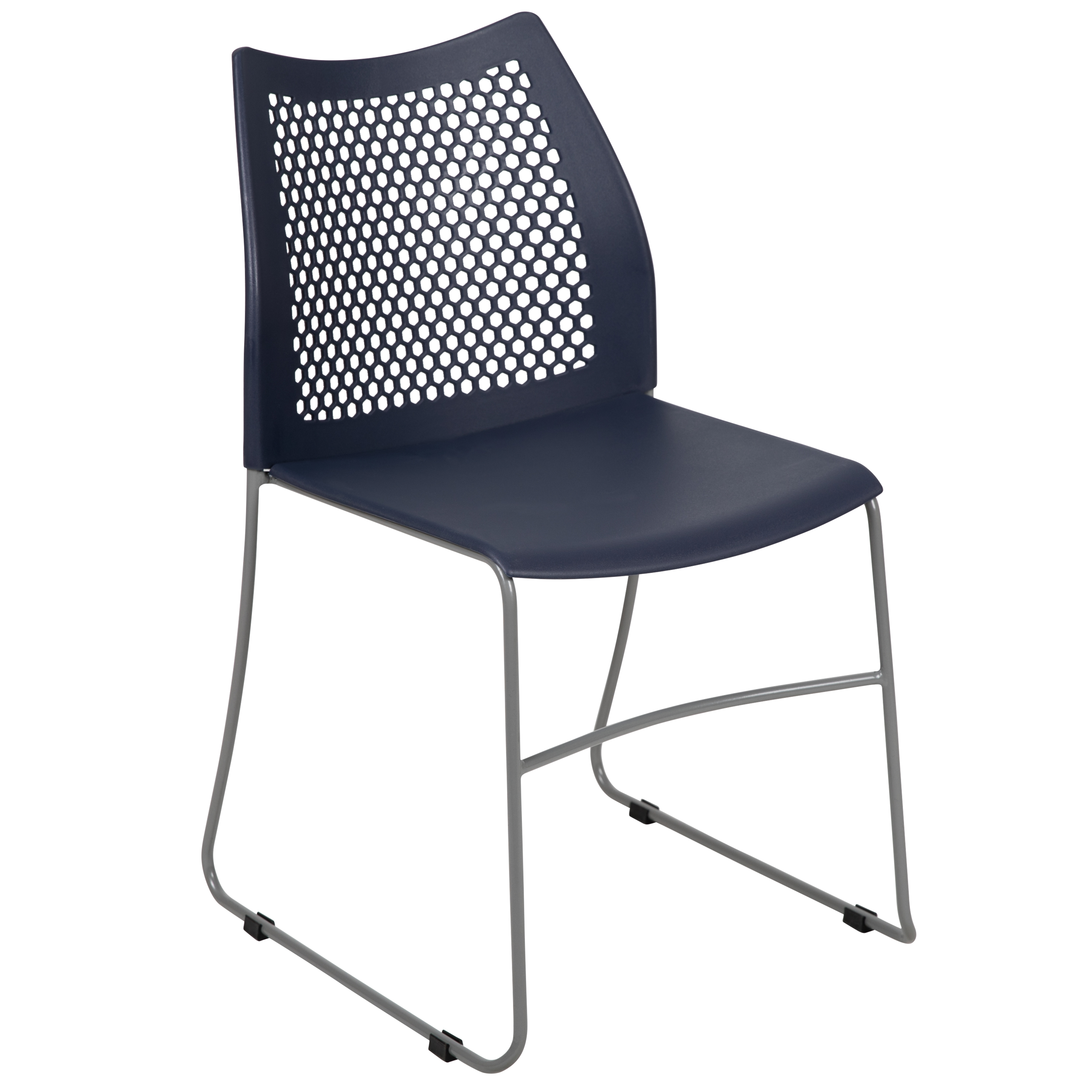Flash HERCULES Series 661 lb. Capacity Navy Stack Chair with Air-Vent Back and Gray Powder Coated Sled Base - RUT-498A-NY-GG  