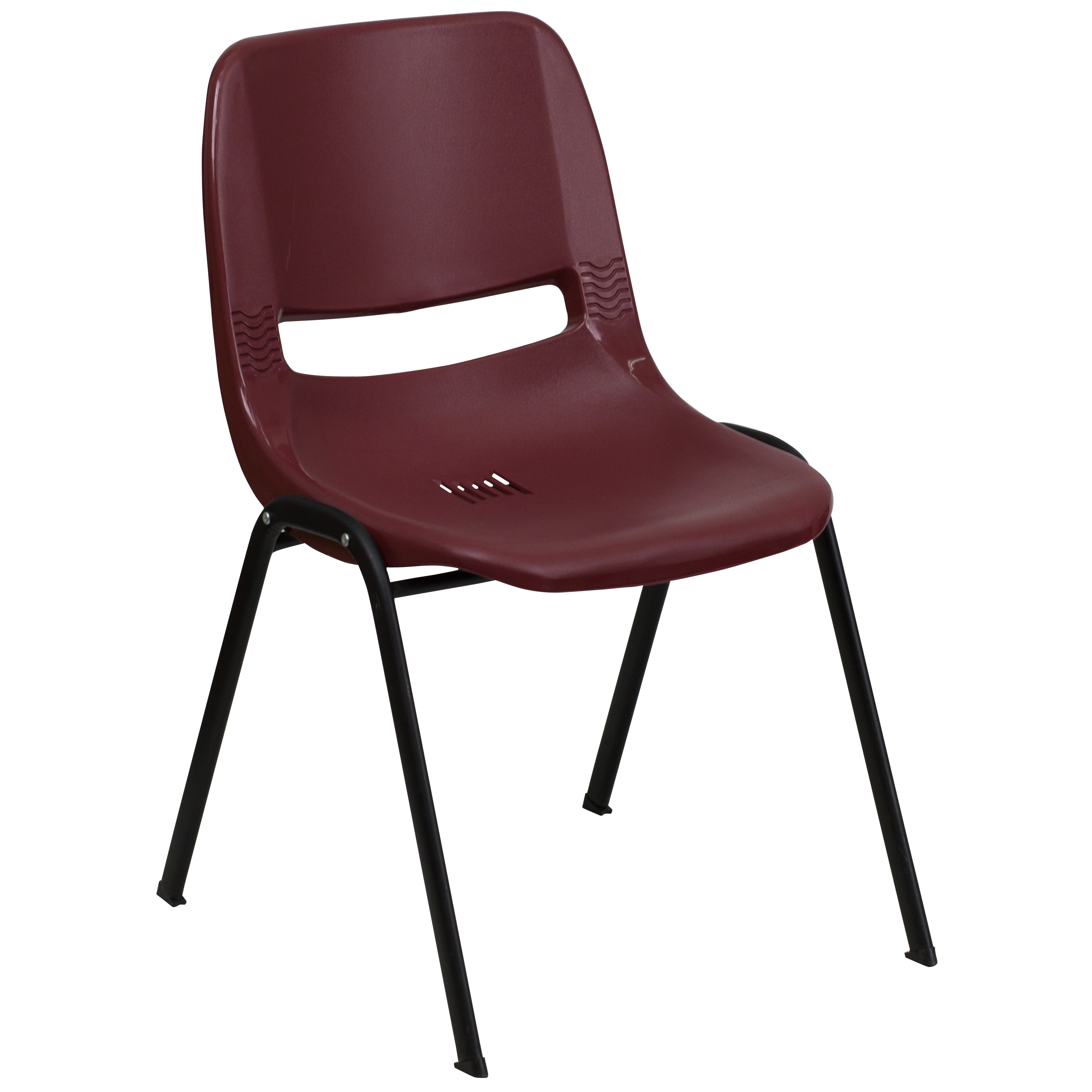 Flash HERCULES Series 880 lb. Capacity Burgundy Ergonomic Shell Stack Chair with Black Frame - RUT-EO1-BY-GG