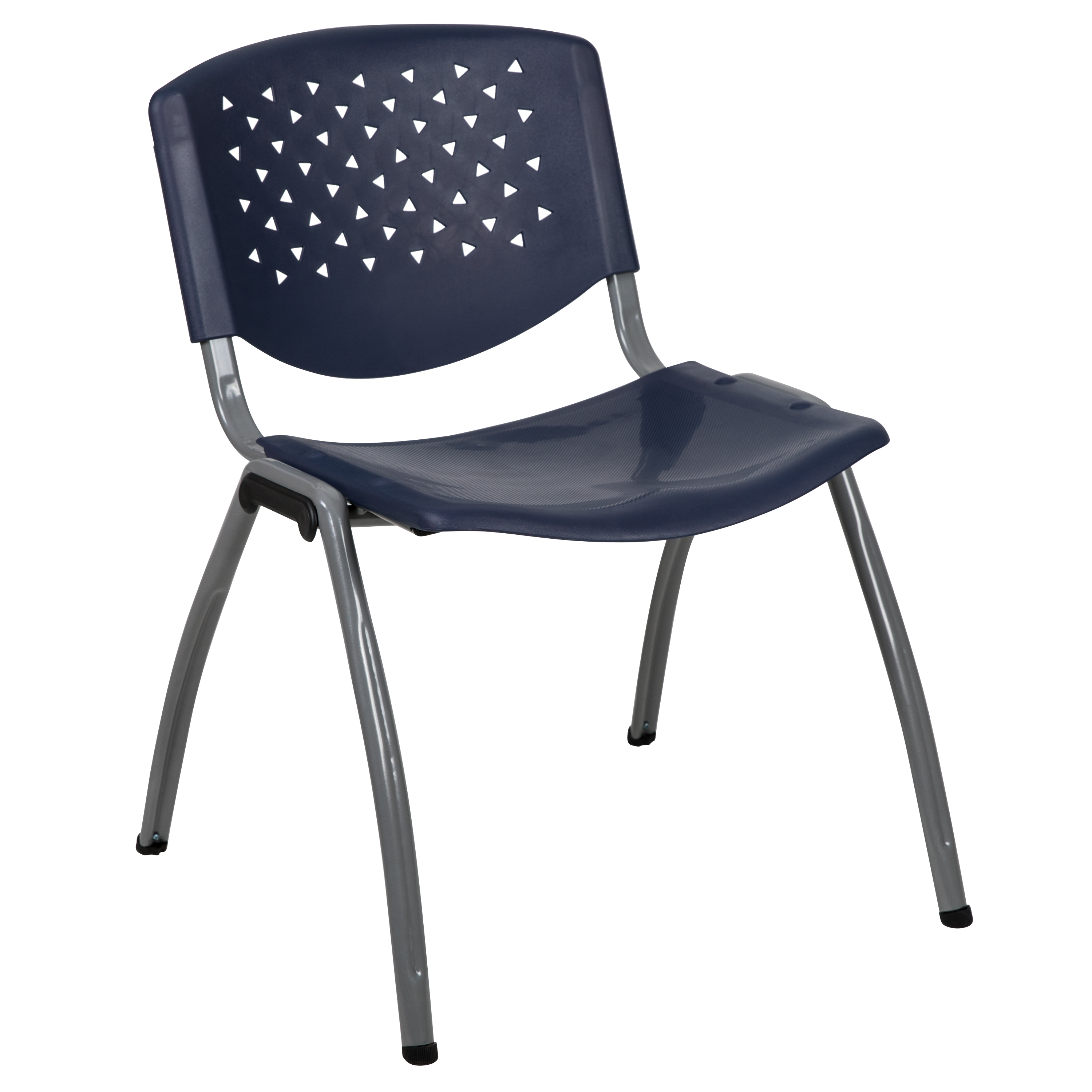 Flash HERCULES Series 880 lb. Capacity Navy Plastic Stack Chair with Titanium Gray Powder Coated Frame - RUT-F01A-NY-GG   