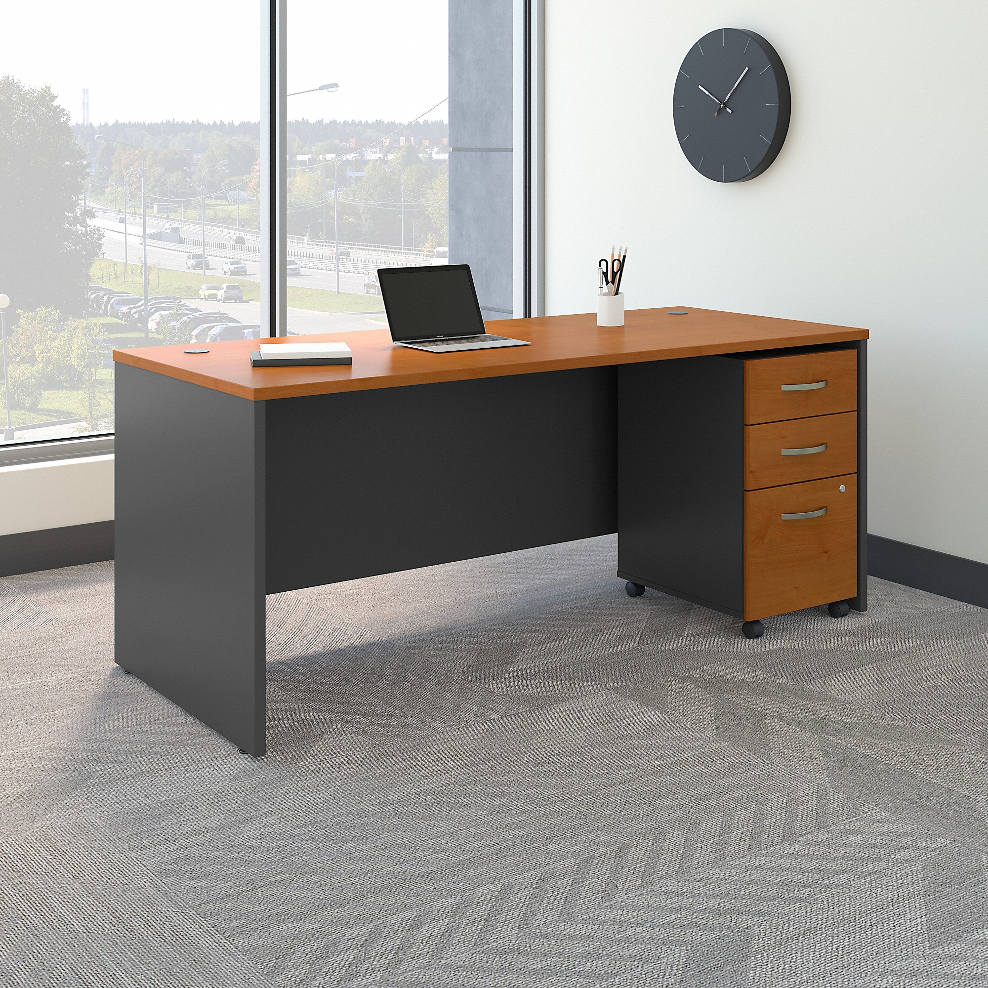 BBF Series C 72W x 30D Office Desk with Mobile File Cabinet
