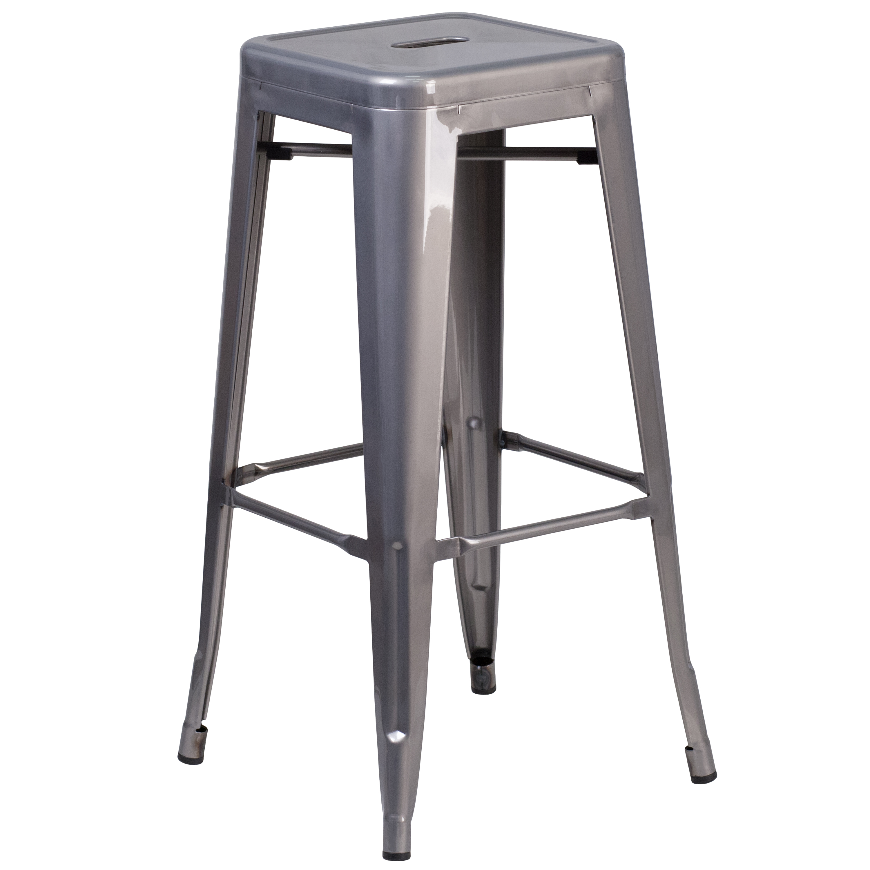 Flash 30'' High Backless Clear Coated Metal Indoor Bar Height Stool with Square Seat - XU-DG-TP0004-30-GG
