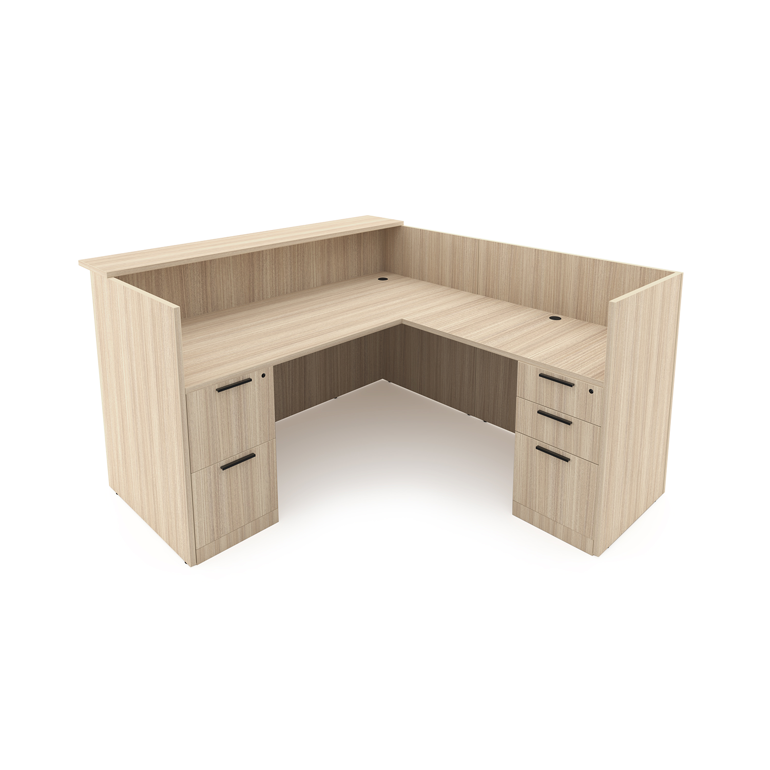 i5 Rayne L Shaped Reception Desk w/Double Full Pedestals - Coastal Dune